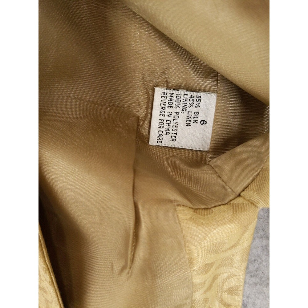 Travis Ayers Silk Linen Blend Brocade Blazer Jacket Size 6 - Picture 3 of 5
